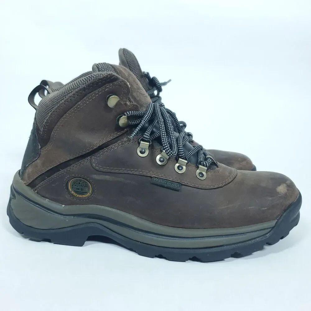 Timberland White Ledge Mid Hiking Boots Men's Brown Leather Waterproof - 8.5